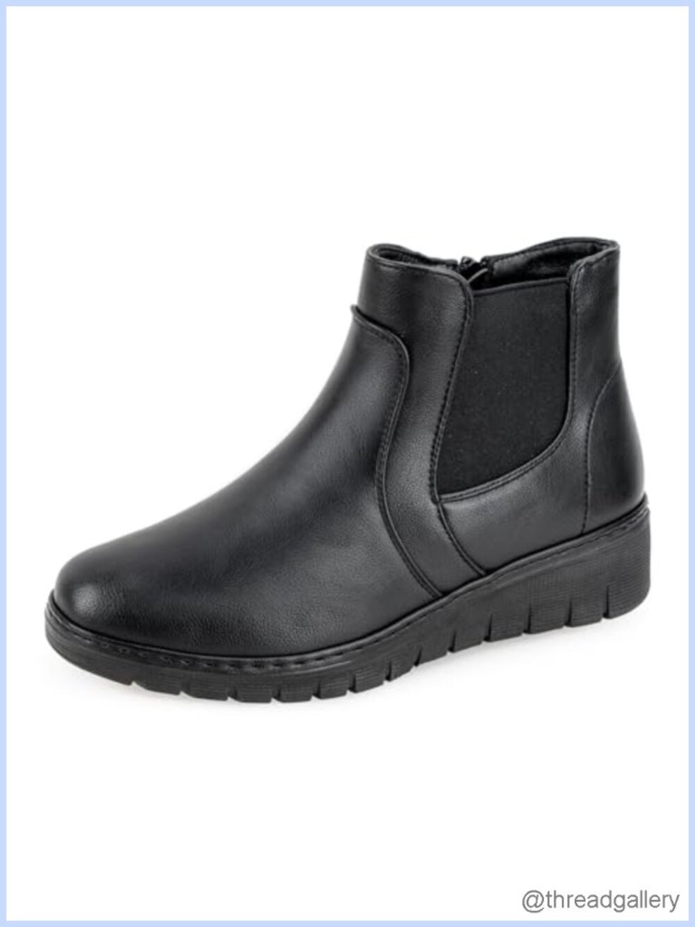 Faux Leather Ankle Boots Round Toe Lightweight Wedge Chelsea Booties Arch